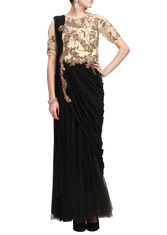 Black color saree gown