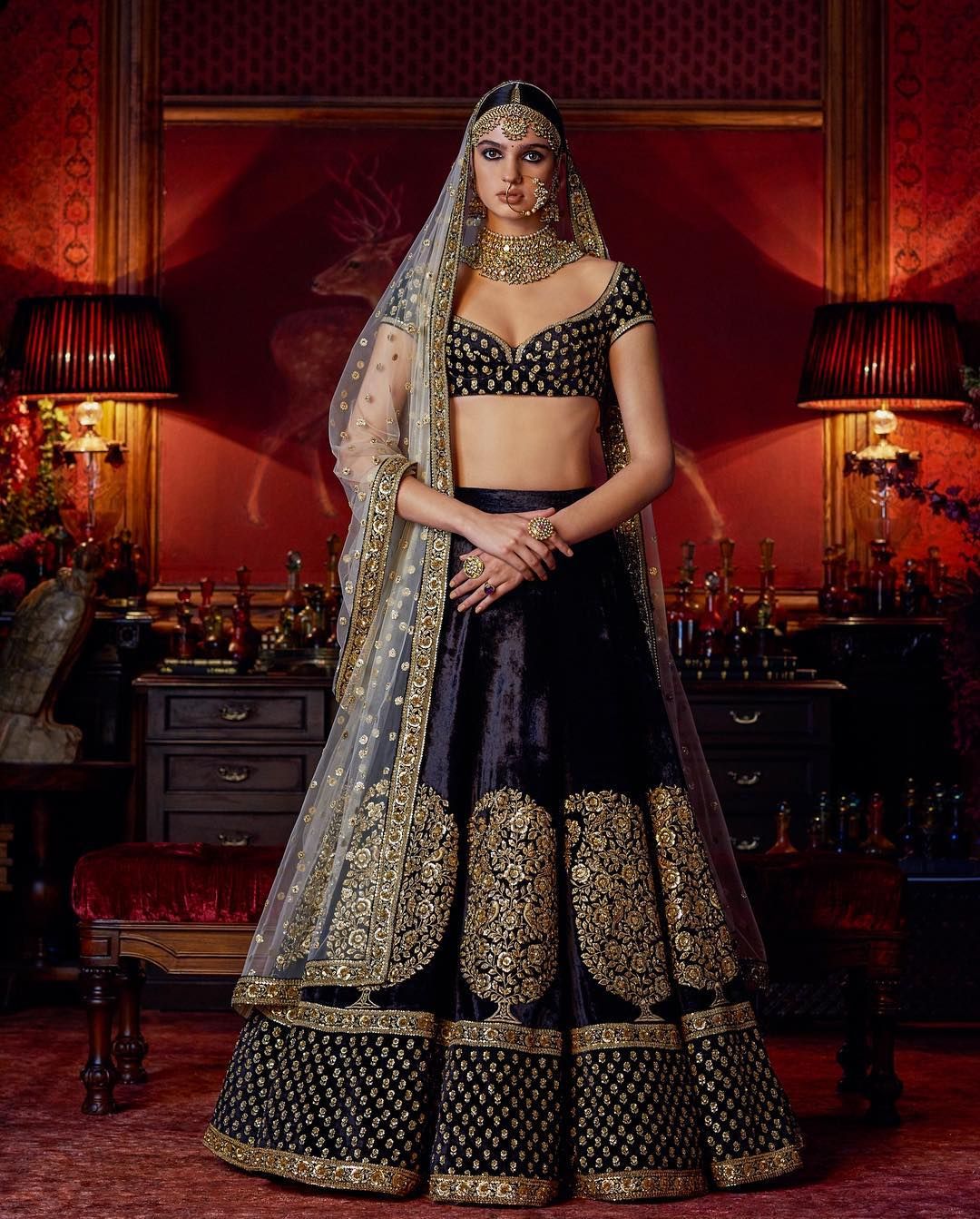 Black Golden Work Wedding Lehenga Choli - Indian Heavy Anarkali Lehenga  Gowns Sharara Sarees Pakistani Dresses in USA/UK/Canada/UAE - IndiaBoulevard