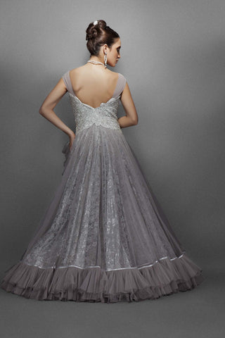 Grey silver color bridal gown