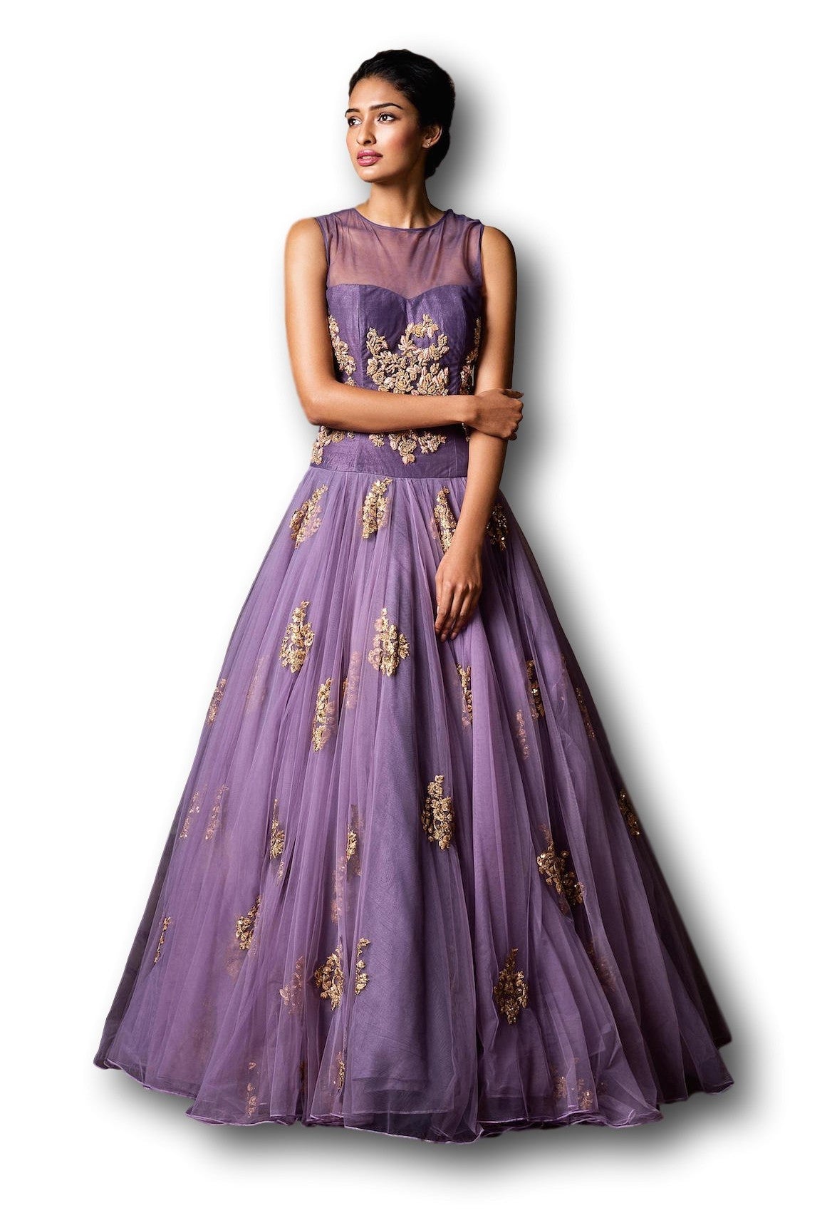 Lavender Color Floor Length Gown