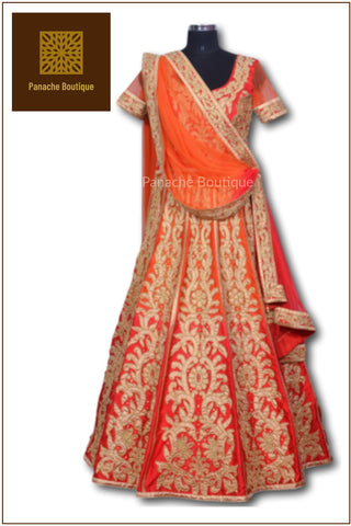 Orange and Red Ombre Anarkali