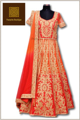 Orange and Red Ombre Anarkali