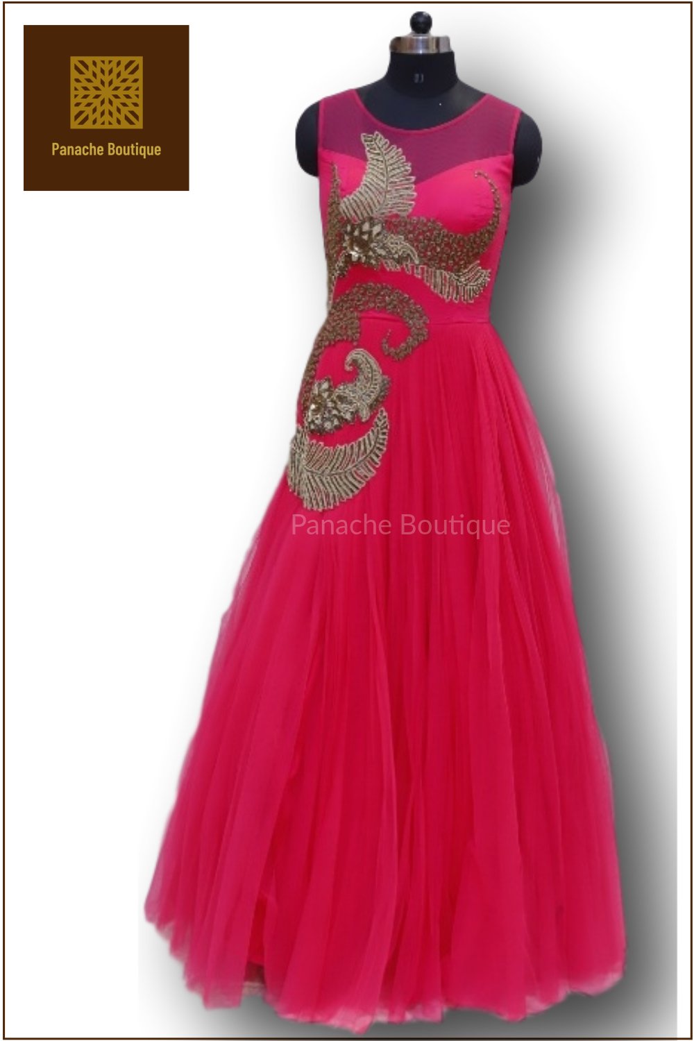Dark Pink Tea Length Wedding Party Dress, Tulle Handmade Formal Dress on  Luulla