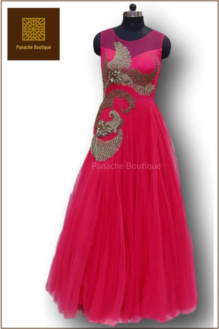 Dark Pink Colour Indo Western Gown