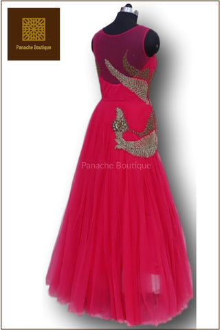 Dark Pink Colour Indo Western Gown