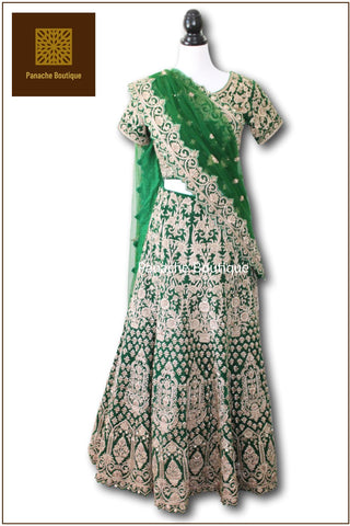 Gorgeous Green Color Floral Printed With Sequence Work Lehenga Choli –  Cygnus Fashion