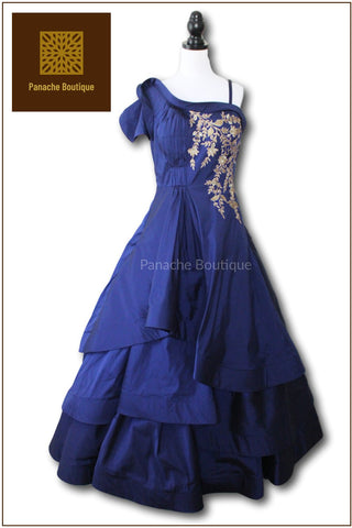 Blue Colour Indo Western Gown