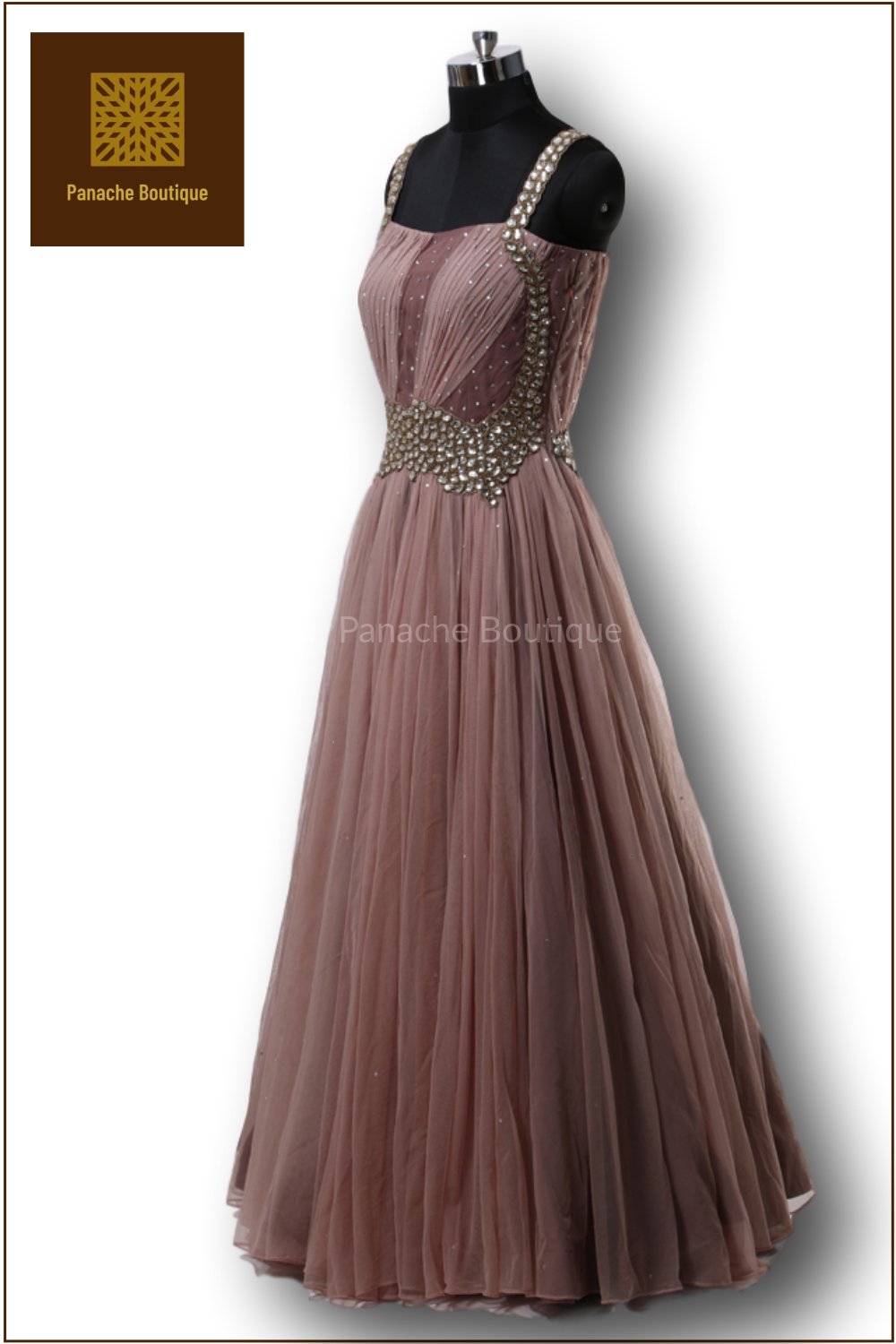 Brown Ombre Floor Length Gown
