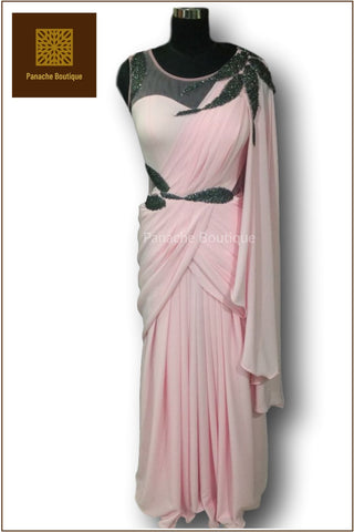 Baby Pink Colour Saree Gown