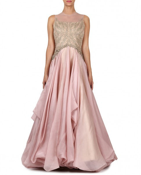 Pink Gown in Organza Silk