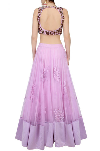 Purple lehenga choli with sequin embroidery blouse